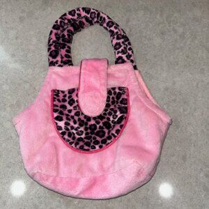 Webkinz Pink Cheetah Print Purse Pet Carrier Plush/Gently Loved Ganz NO code